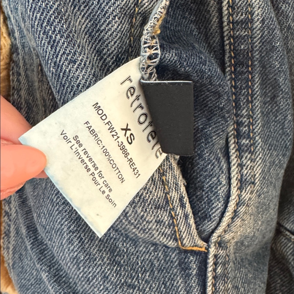 NWT Retrofete Cindy Reversible Denim Faux Shearling Fur Jacket, Size XS - Picture 16 of 16